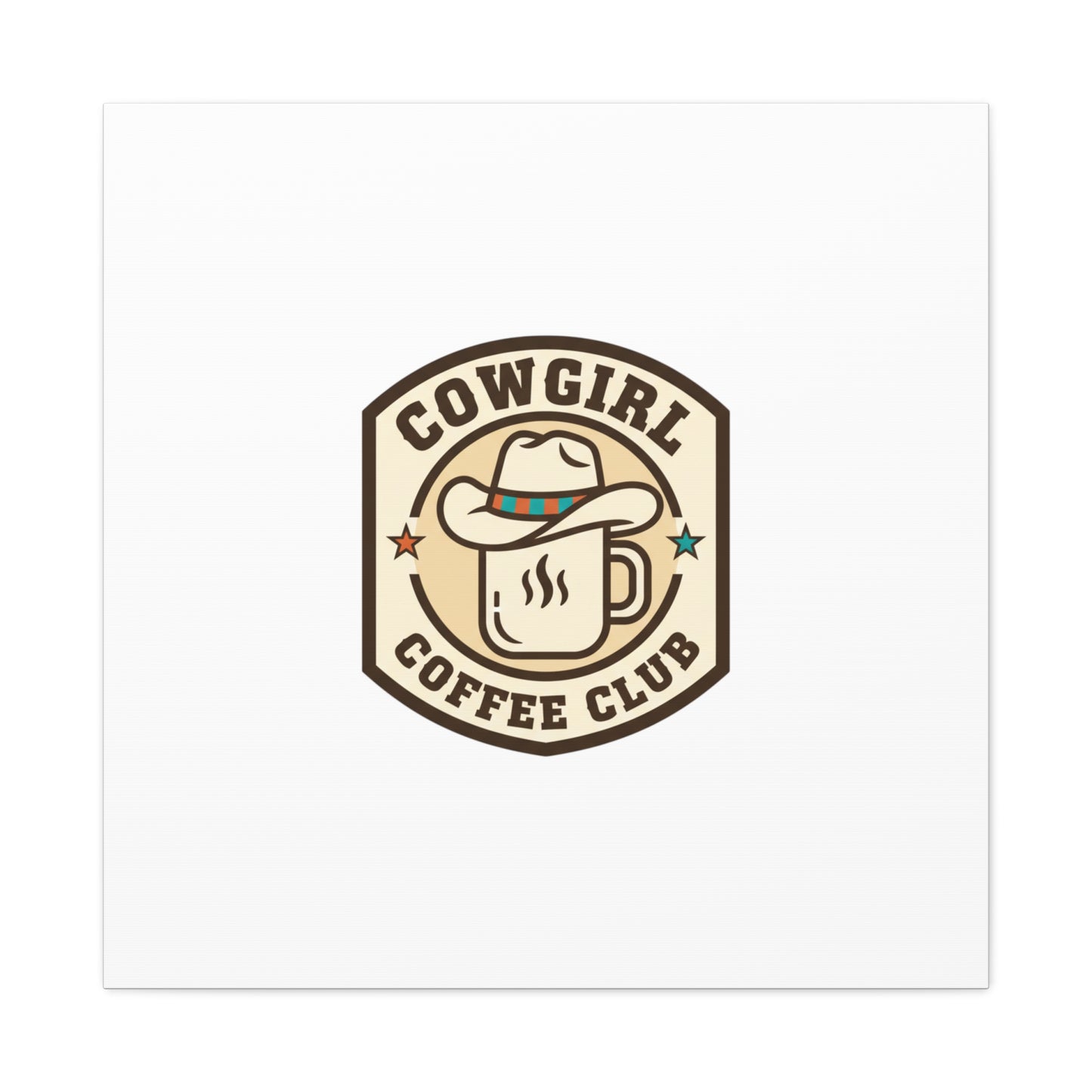 Cowgirl Coffee Club Canvas | Western Badge Typography, Rustic Emblem