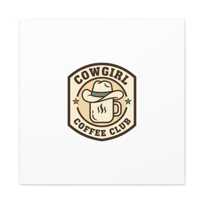 Cowgirl Coffee Club Canvas | Western Badge Typography, Rustic Emblem