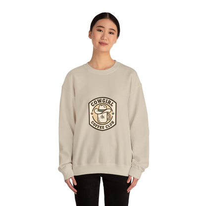 Cowgirl Coffee Club Sweatshirt | Western Badge Typography, Rustic Collegiate Emblem