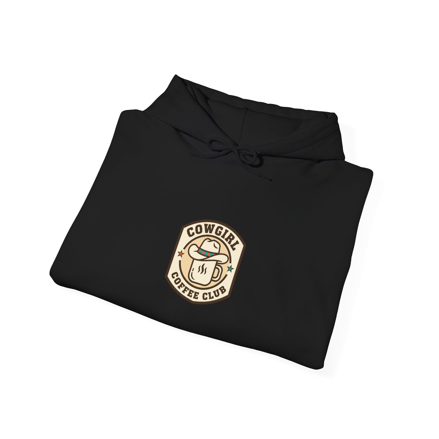 Cowgirl Coffee Club Hoodie | Western Badge Typography, Rustic Collegiate Emblem
