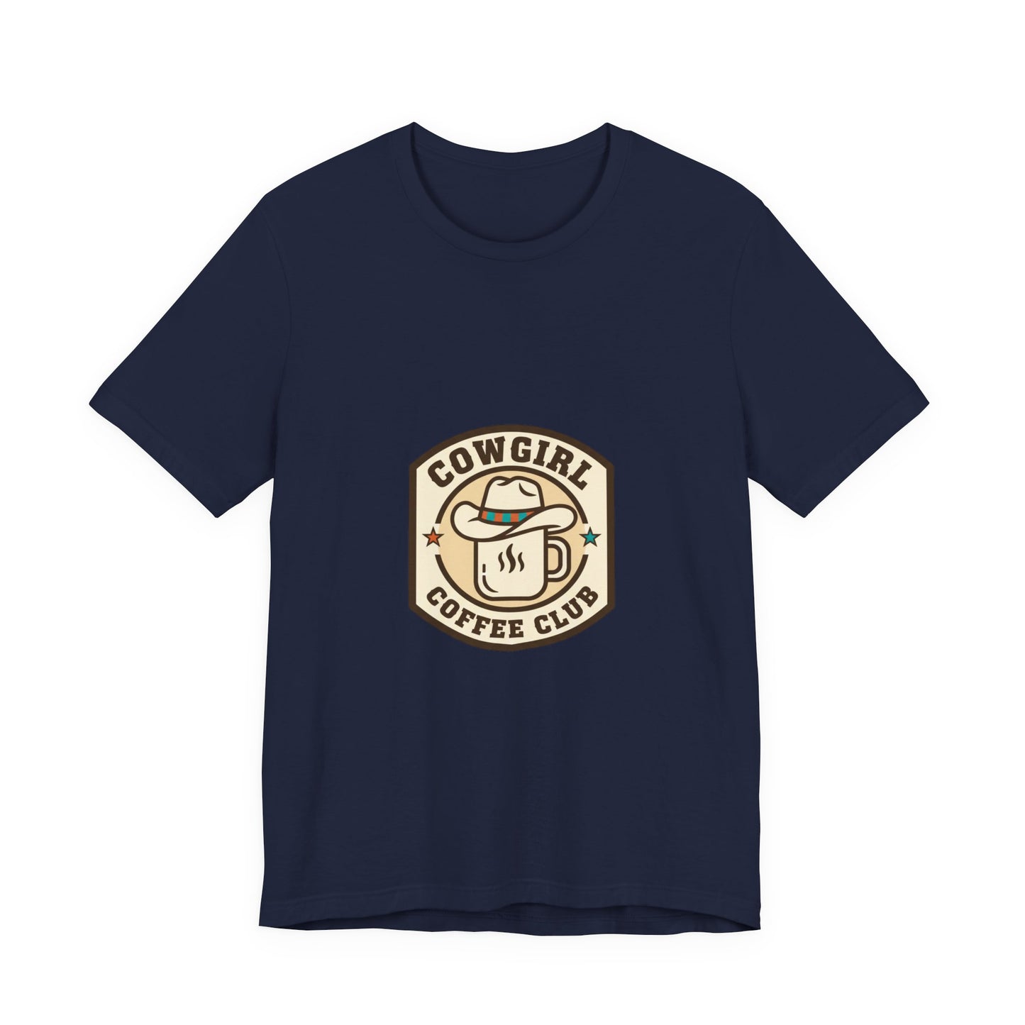 Cowgirl Coffee Club Tee | Western Badge Typography, Rustic Collegiate Shirt