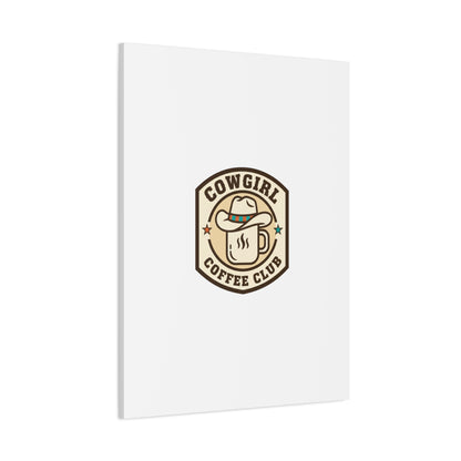 Cowgirl Coffee Club Canvas | Western Badge Typography, Rustic Emblem