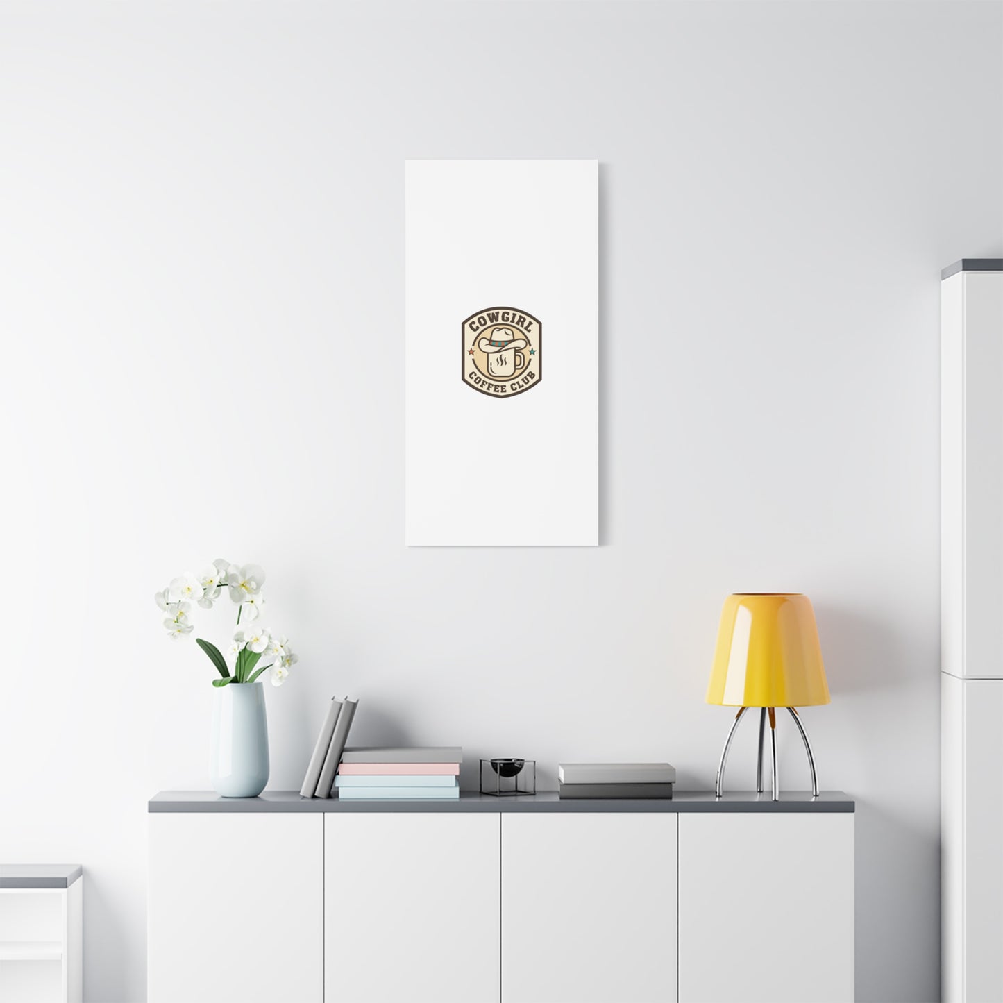 Cowgirl Coffee Club Canvas | Western Badge Typography, Rustic Emblem