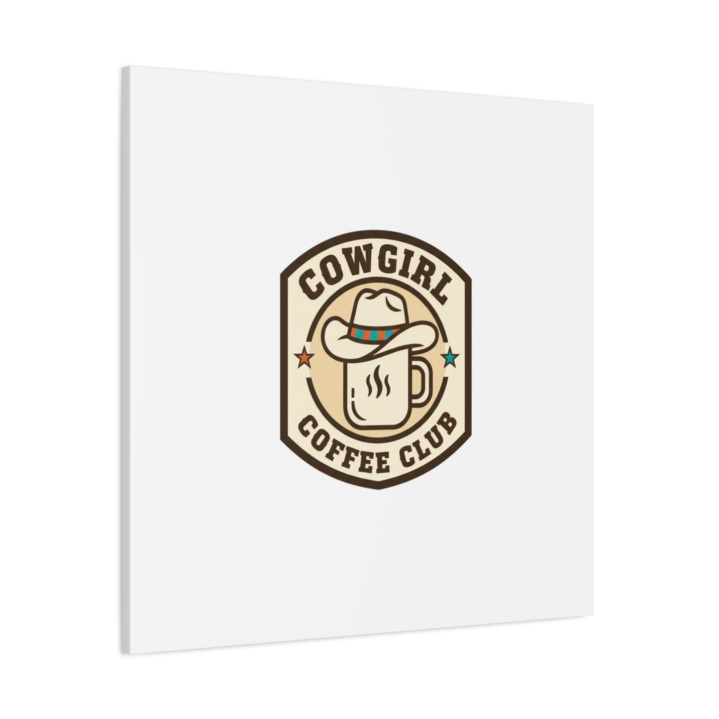 Cowgirl Coffee Club Canvas | Western Badge Typography, Rustic Emblem