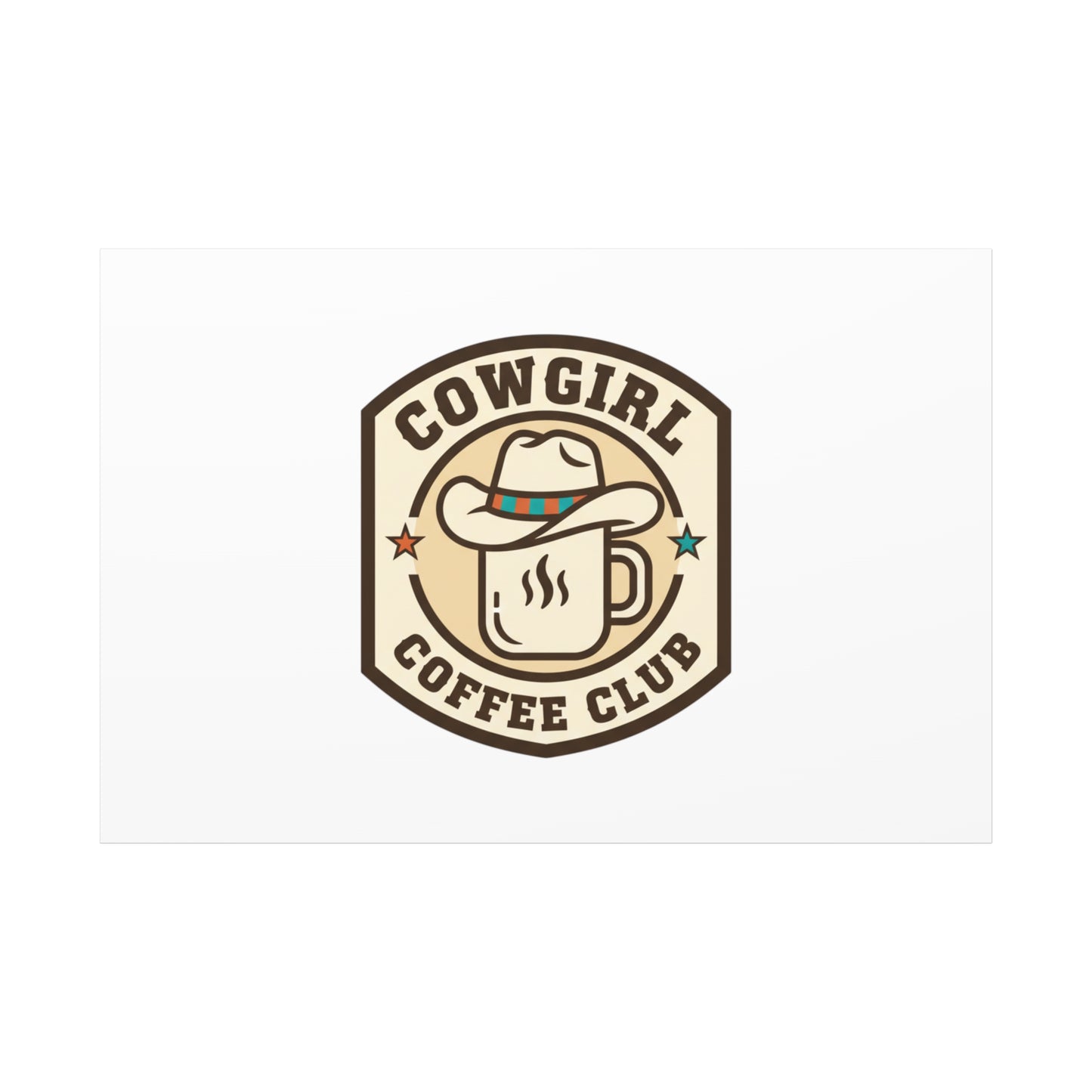 Cowgirl Coffee Club Canvas | Western Badge Typography, Rustic Emblem