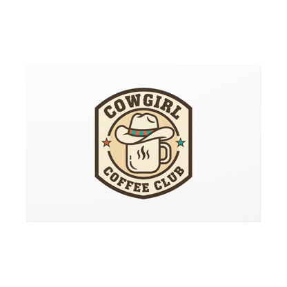 Cowgirl Coffee Club Canvas | Western Badge Typography, Rustic Emblem