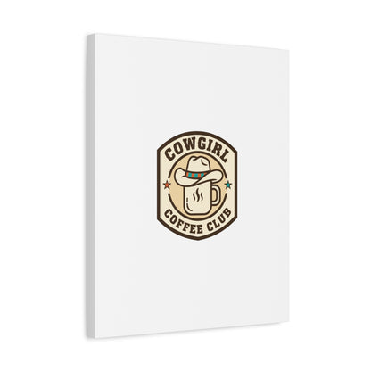 Cowgirl Coffee Club Canvas | Western Badge Typography, Rustic Emblem