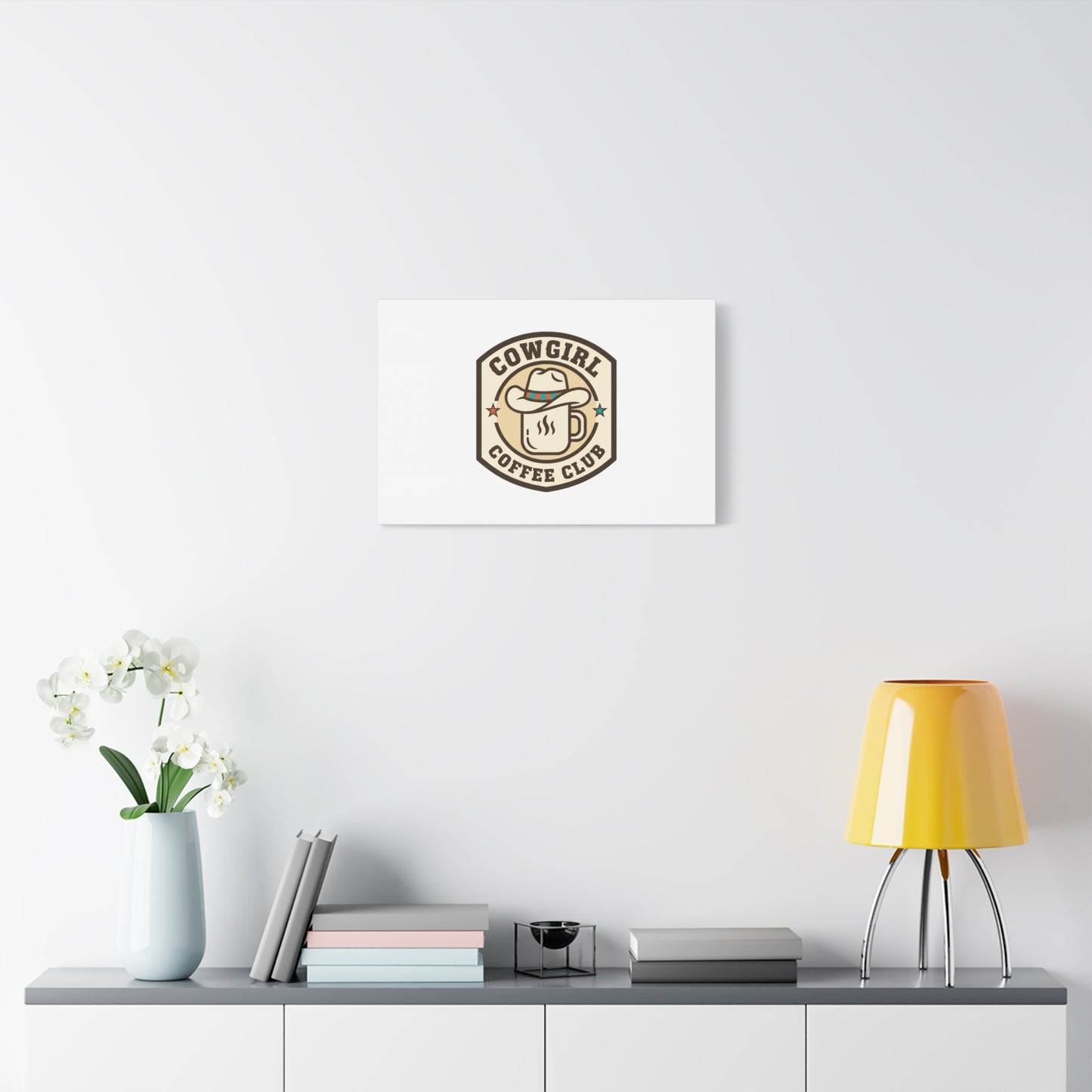 Cowgirl Coffee Club Canvas | Western Badge Typography, Rustic Emblem