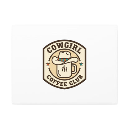 Cowgirl Coffee Club Canvas | Western Badge Typography, Rustic Emblem