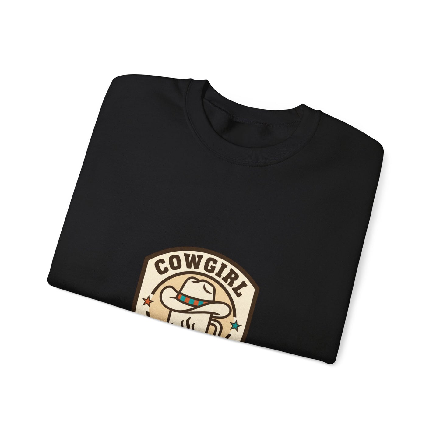 Cowgirl Coffee Club Sweatshirt | Western Badge Typography, Rustic Collegiate Emblem