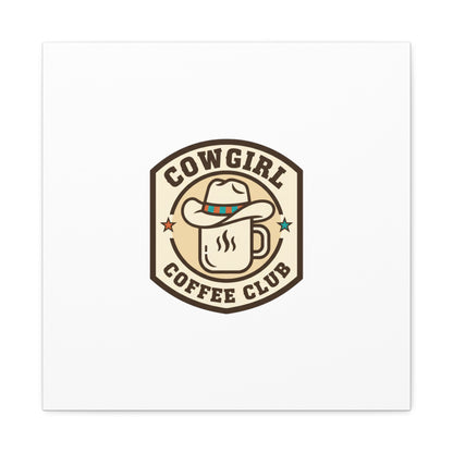 Cowgirl Coffee Club Canvas | Western Badge Typography, Rustic Emblem