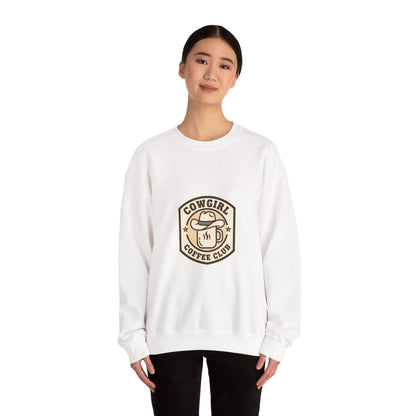 Cowgirl Coffee Club Sweatshirt | Western Badge Typography, Rustic Collegiate Emblem