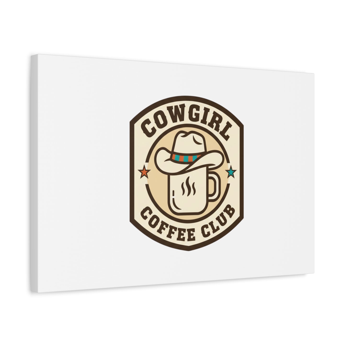 Cowgirl Coffee Club Canvas | Western Badge Typography, Rustic Emblem
