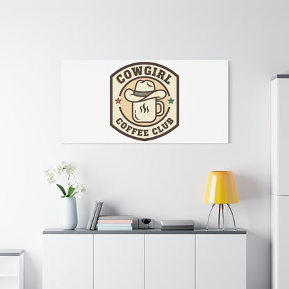 Cowgirl Coffee Club Canvas | Western Badge Typography, Rustic Emblem