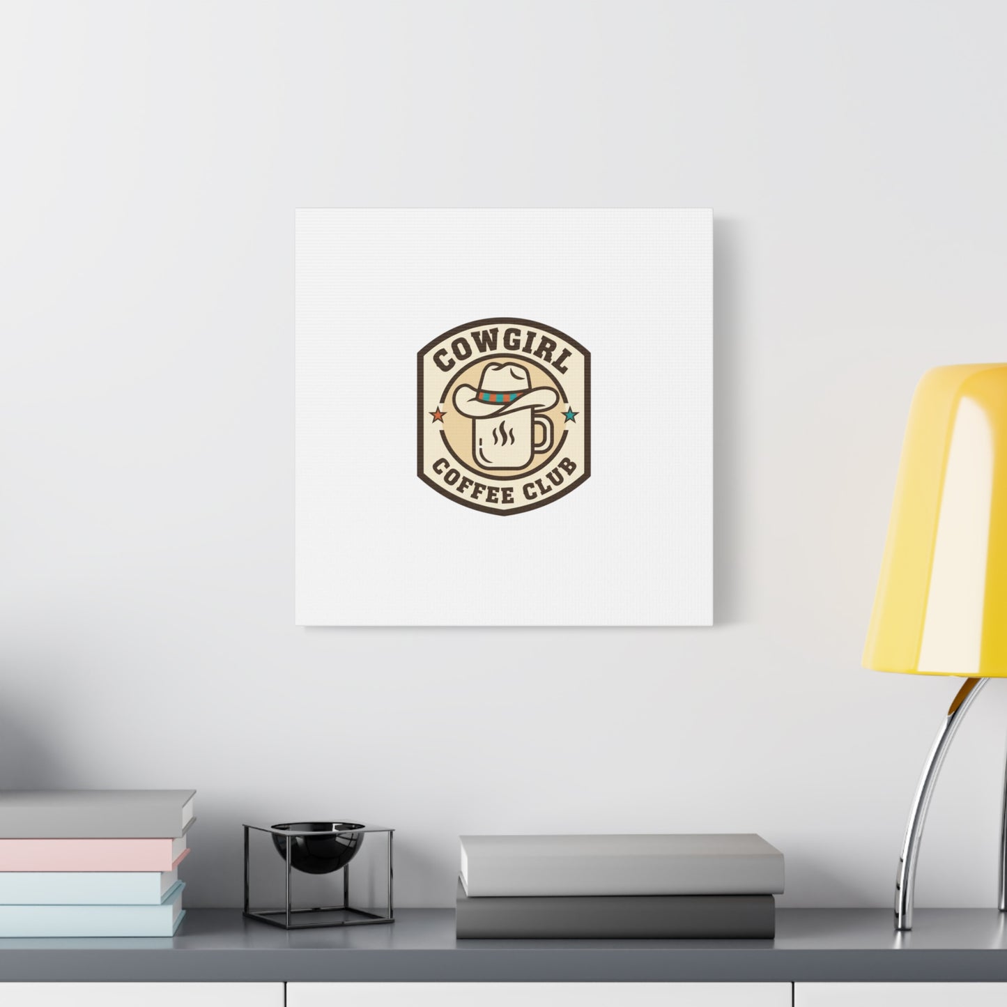 Cowgirl Coffee Club Canvas | Western Badge Typography, Rustic Emblem
