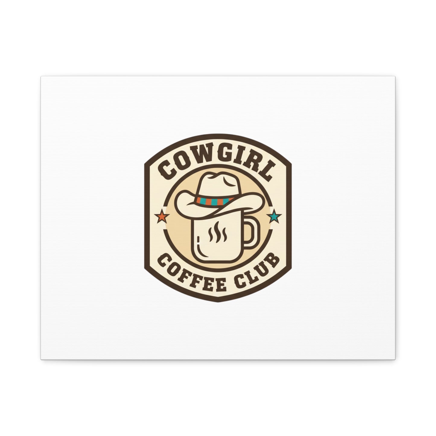 Cowgirl Coffee Club Canvas | Western Badge Typography, Rustic Emblem