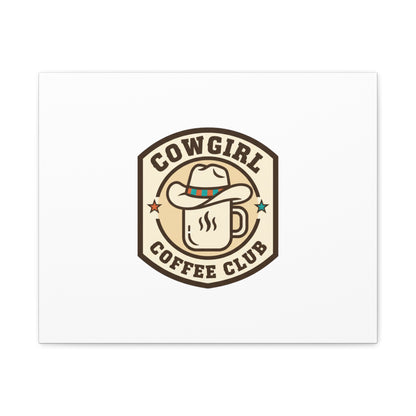 Cowgirl Coffee Club Canvas | Western Badge Typography, Rustic Emblem