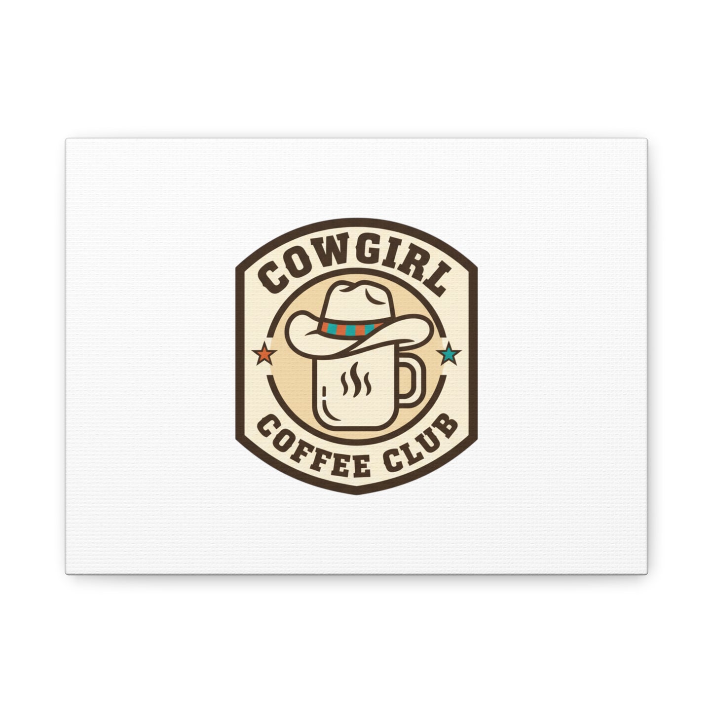 Cowgirl Coffee Club Canvas | Western Badge Typography, Rustic Emblem