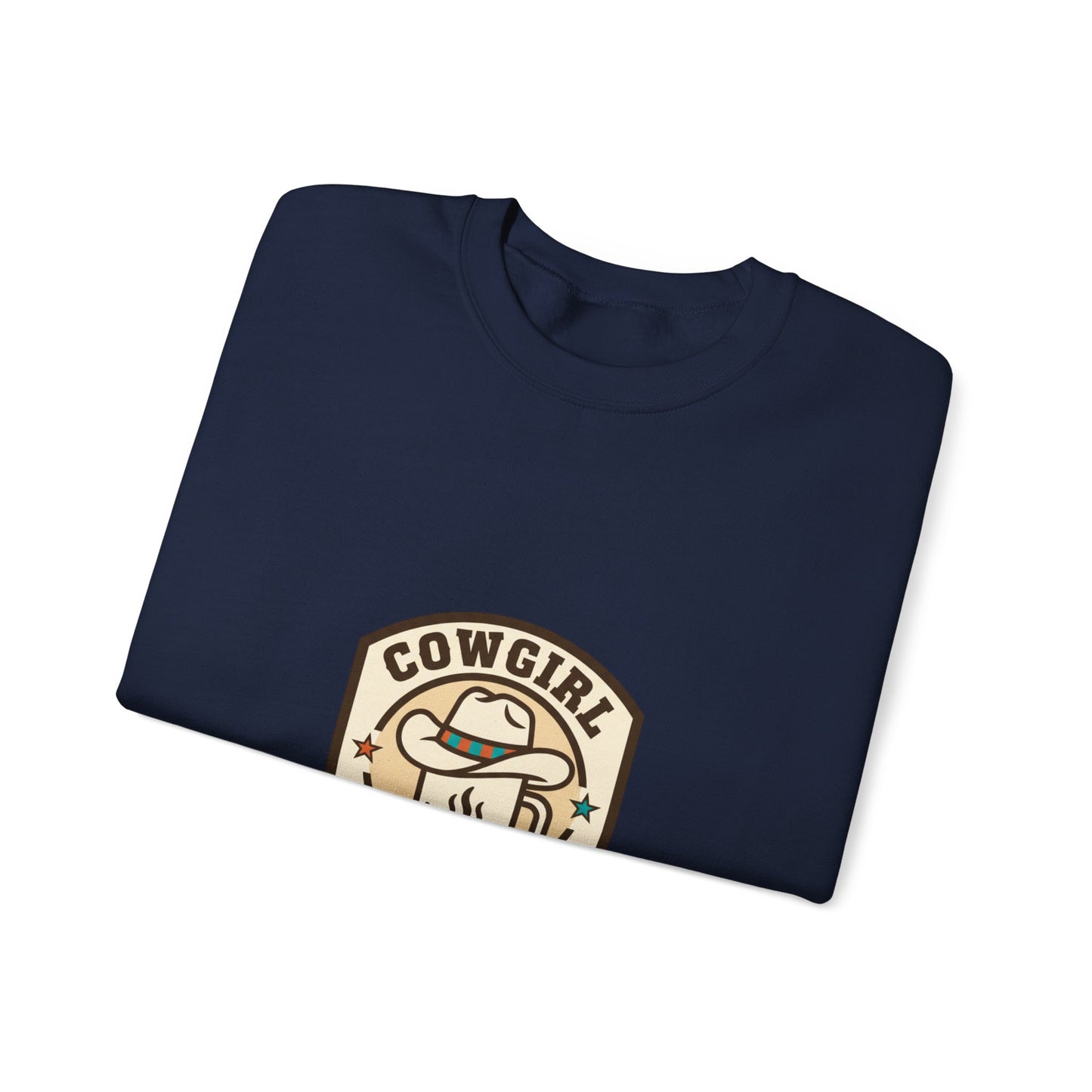 Cowgirl Coffee Club Sweatshirt | Western Badge Typography, Rustic Collegiate Emblem