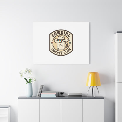 Cowgirl Coffee Club Canvas | Western Badge Typography, Rustic Emblem