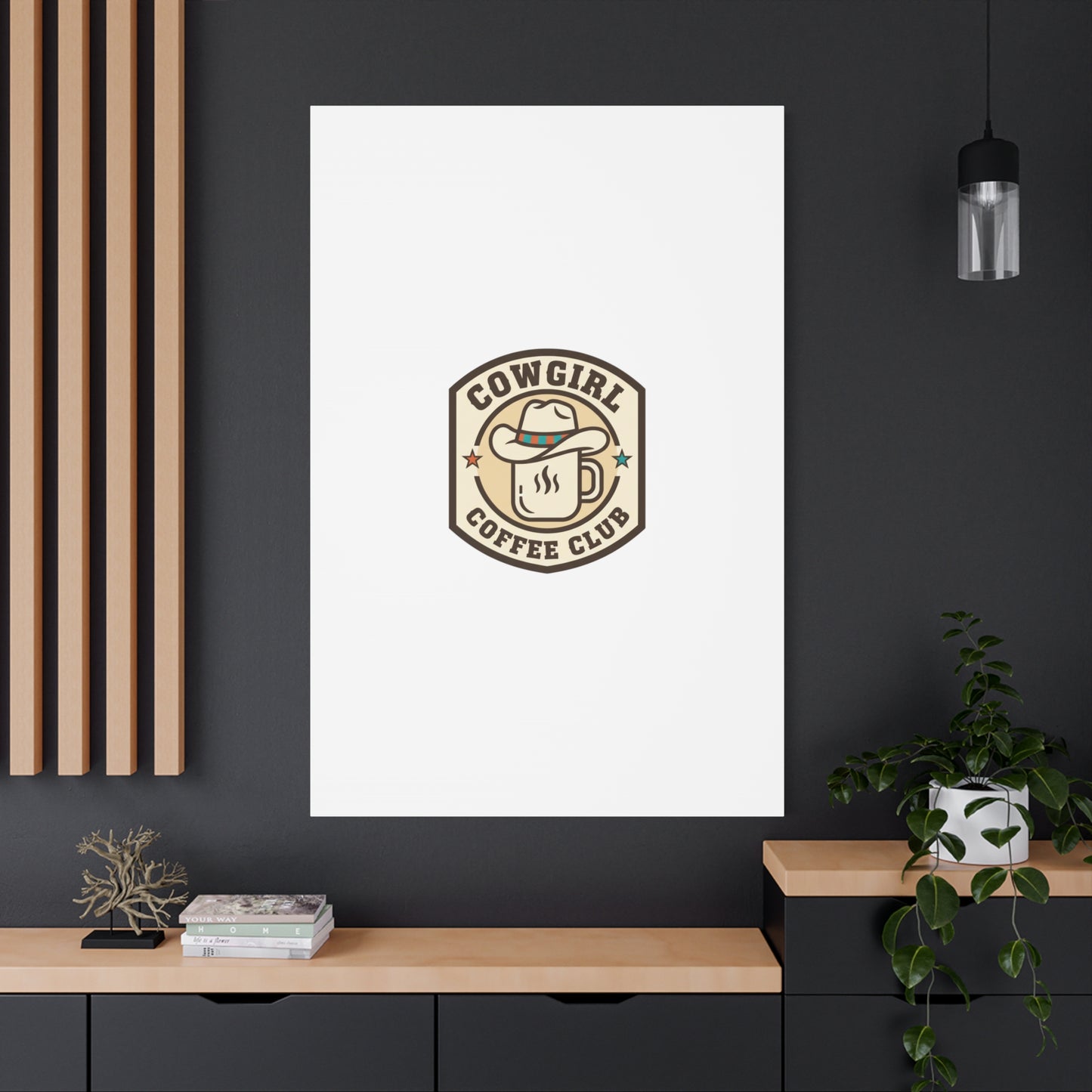 Cowgirl Coffee Club Canvas | Western Badge Typography, Rustic Emblem