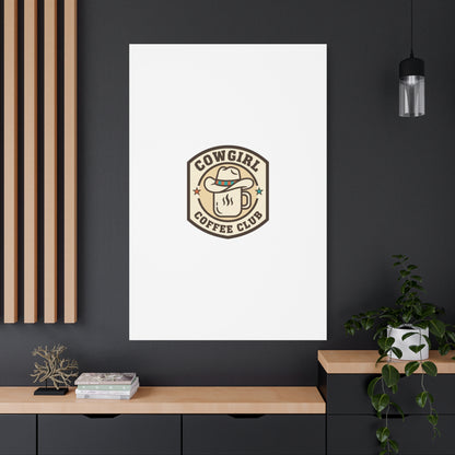 Cowgirl Coffee Club Canvas | Western Badge Typography, Rustic Emblem