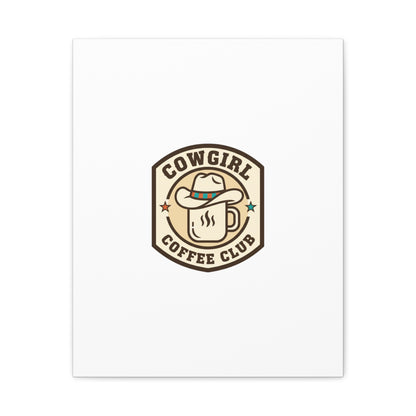 Cowgirl Coffee Club Canvas | Western Badge Typography, Rustic Emblem