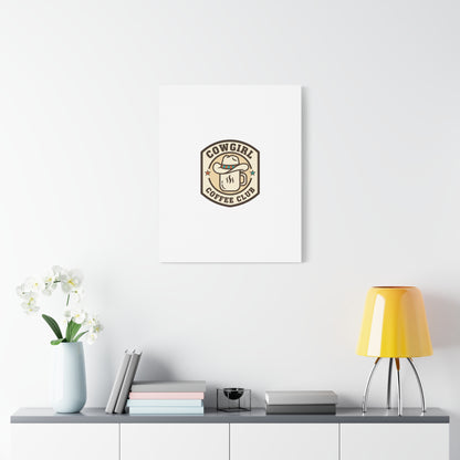 Cowgirl Coffee Club Canvas | Western Badge Typography, Rustic Emblem