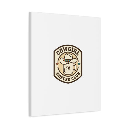 Cowgirl Coffee Club Canvas | Western Badge Typography, Rustic Emblem