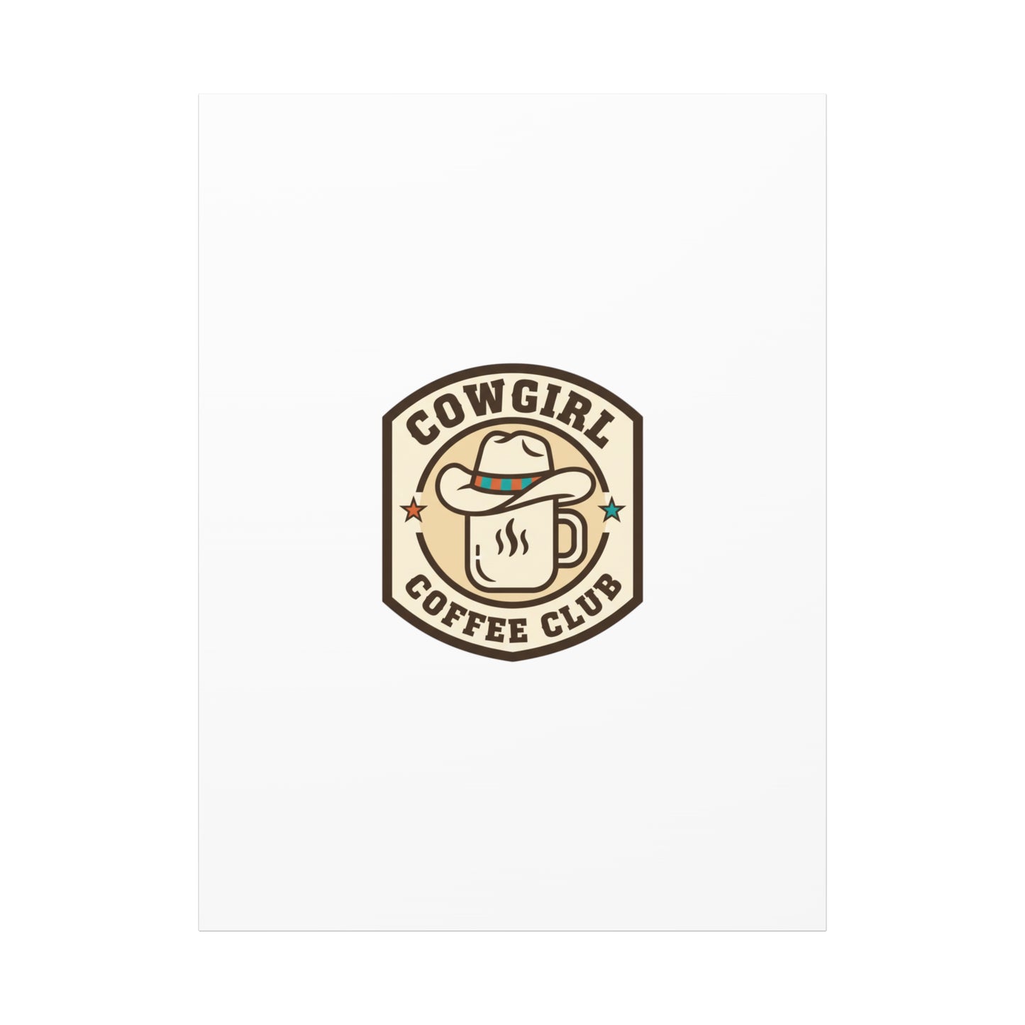 Cowgirl Coffee Club Canvas | Western Badge Typography, Rustic Emblem