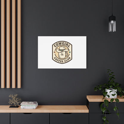 Cowgirl Coffee Club Canvas | Western Badge Typography, Rustic Emblem