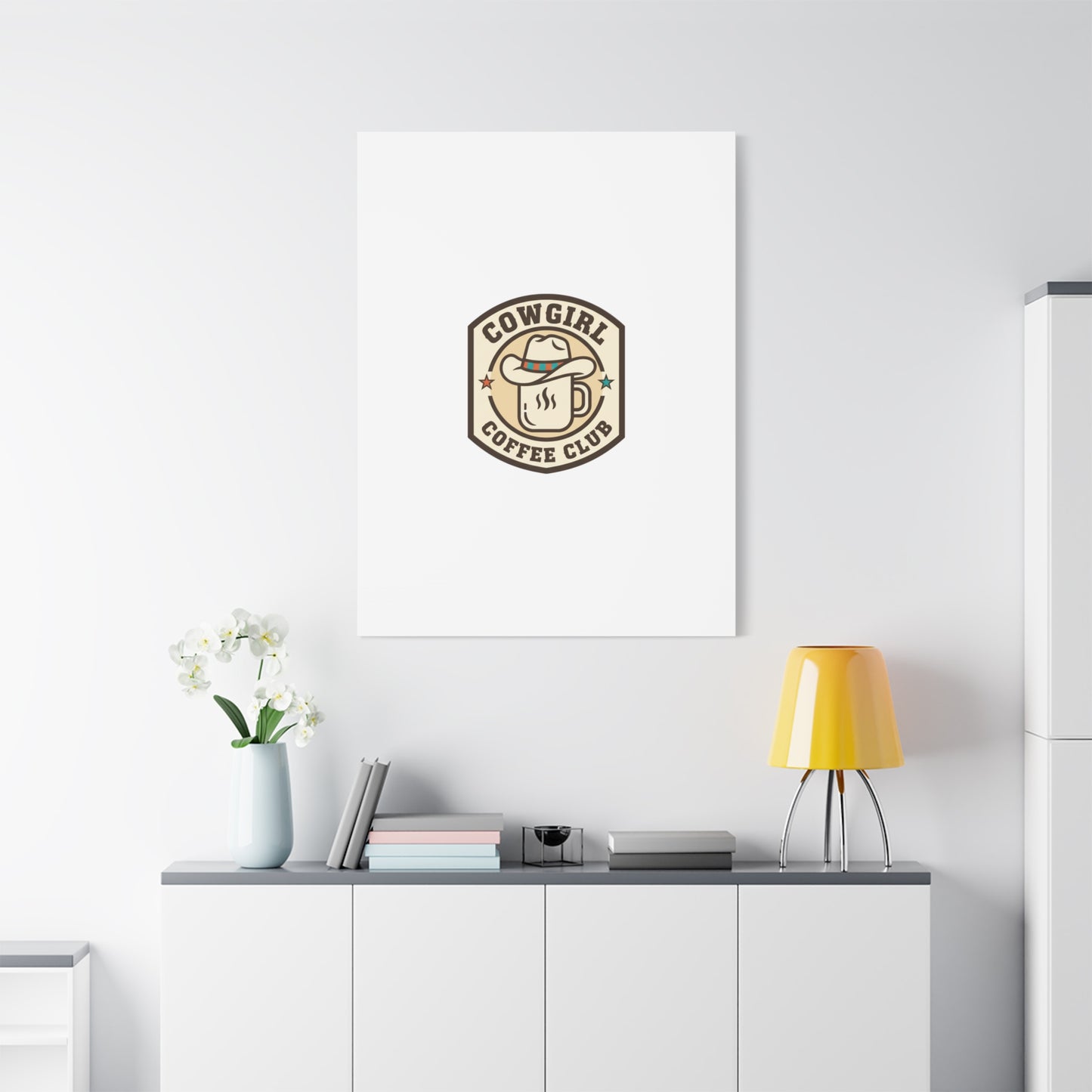Cowgirl Coffee Club Canvas | Western Badge Typography, Rustic Emblem