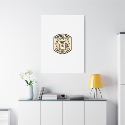Cowgirl Coffee Club Canvas | Western Badge Typography, Rustic Emblem