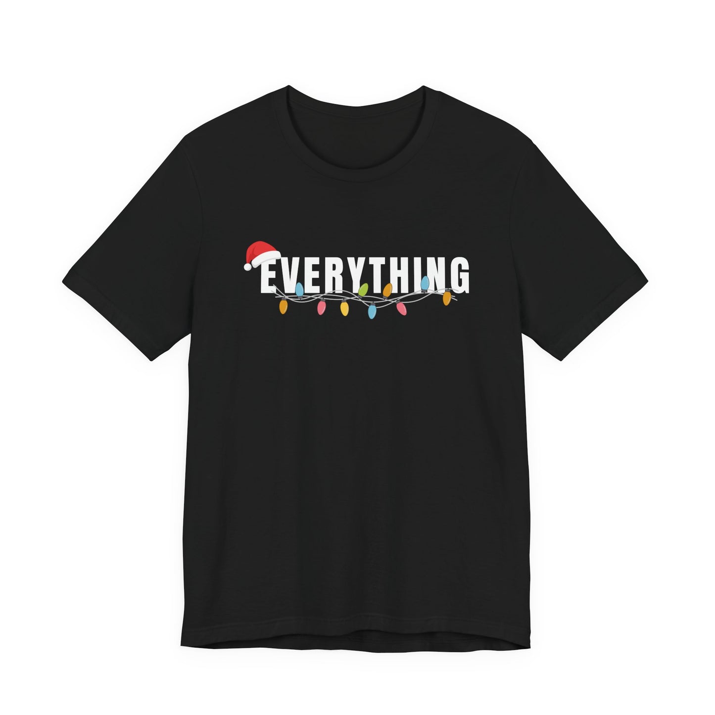 Holiday String Lights T-Shirt — Minimal Christmas Tee with Santa Hat