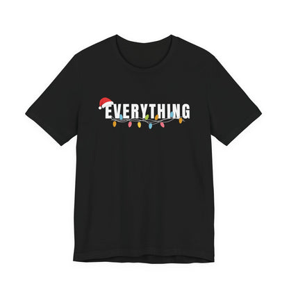 Holiday String Lights T-Shirt — Minimal Christmas Tee with Santa Hat