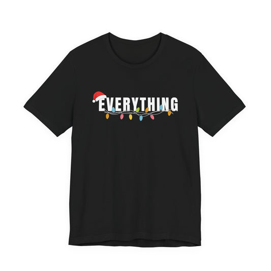 Holiday String Lights T-Shirt — Minimal Christmas Tee with Santa Hat