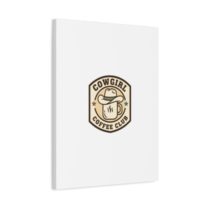Cowgirl Coffee Club Canvas | Western Badge Typography, Rustic Emblem