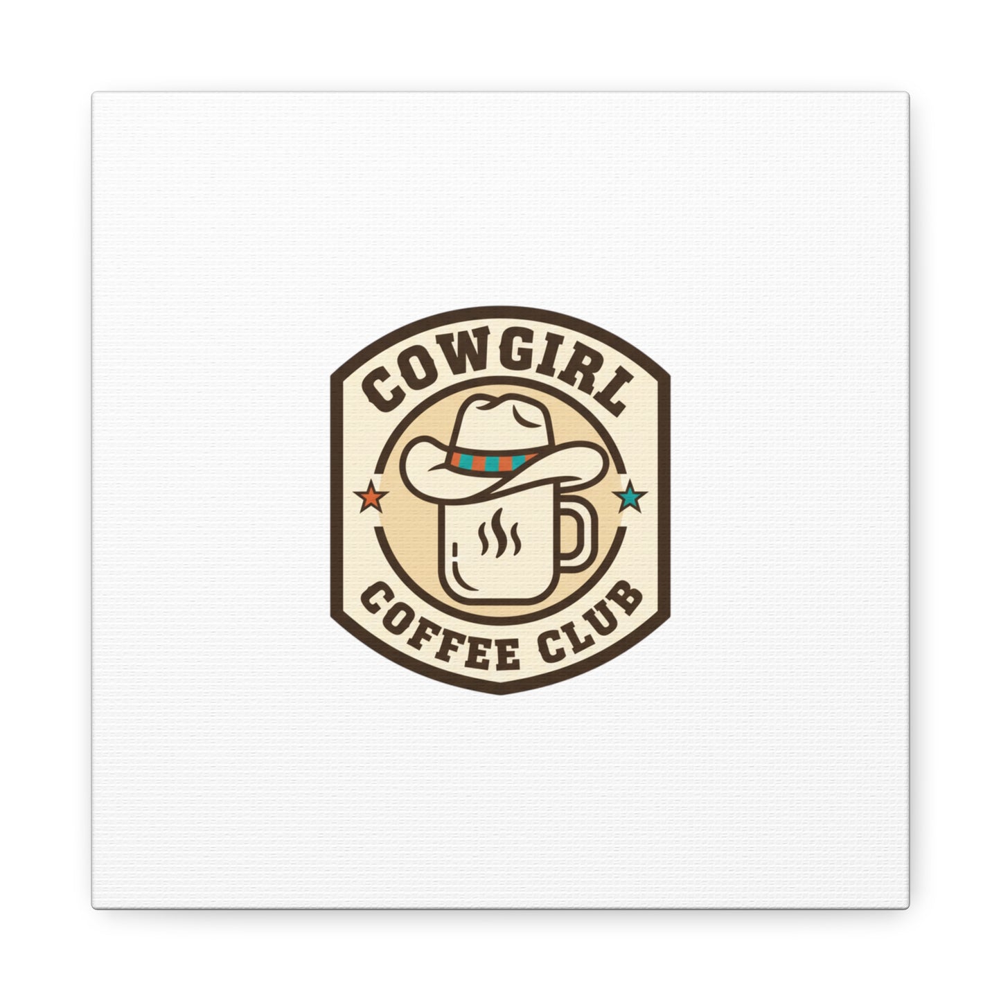 Cowgirl Coffee Club Canvas | Western Badge Typography, Rustic Emblem
