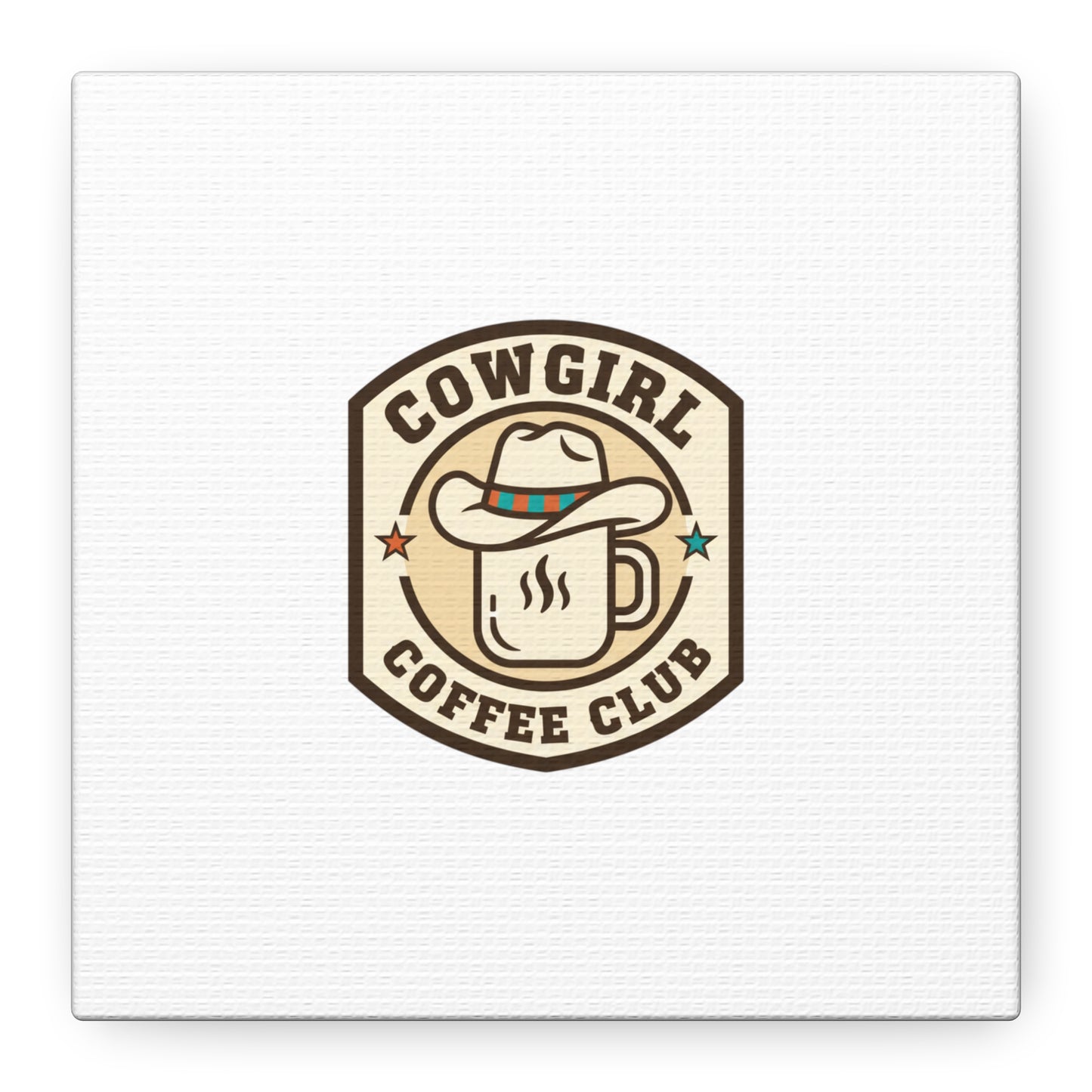 Cowgirl Coffee Club Canvas | Western Badge Typography, Rustic Emblem