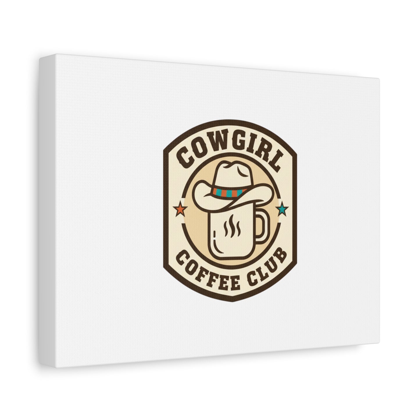 Cowgirl Coffee Club Canvas | Western Badge Typography, Rustic Emblem