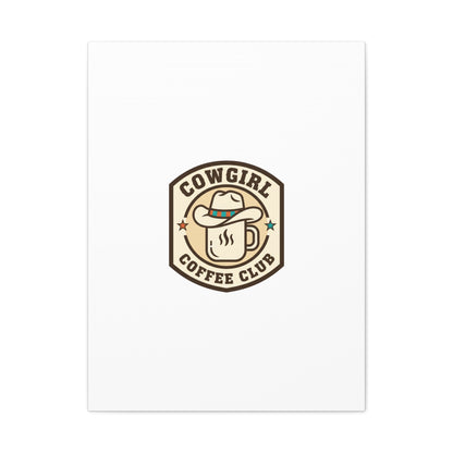 Cowgirl Coffee Club Canvas | Western Badge Typography, Rustic Emblem