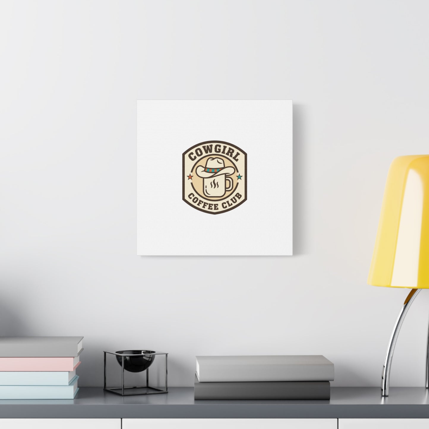 Cowgirl Coffee Club Canvas | Western Badge Typography, Rustic Emblem