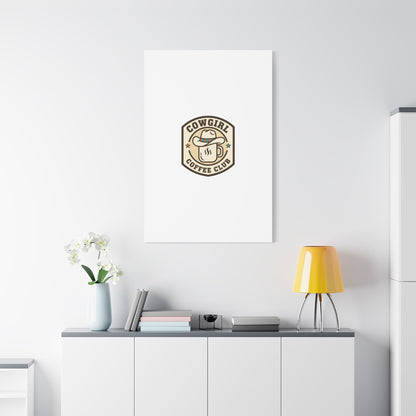 Cowgirl Coffee Club Canvas | Western Badge Typography, Rustic Emblem