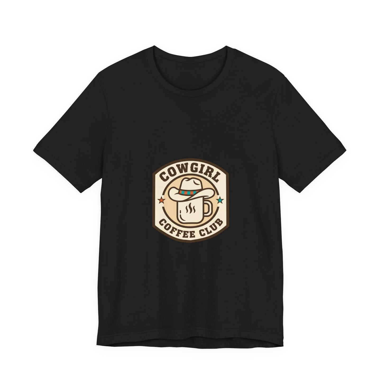 Cowgirl Coffee Club Tee | Western Badge Typography, Rustic Collegiate Shirt