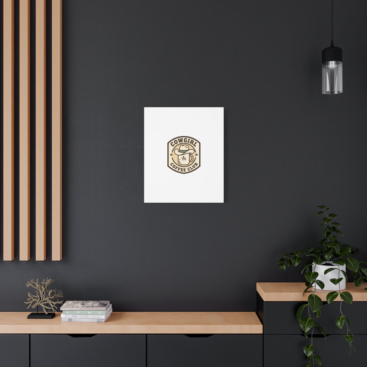 Cowgirl Coffee Club Canvas | Western Badge Typography, Rustic Emblem