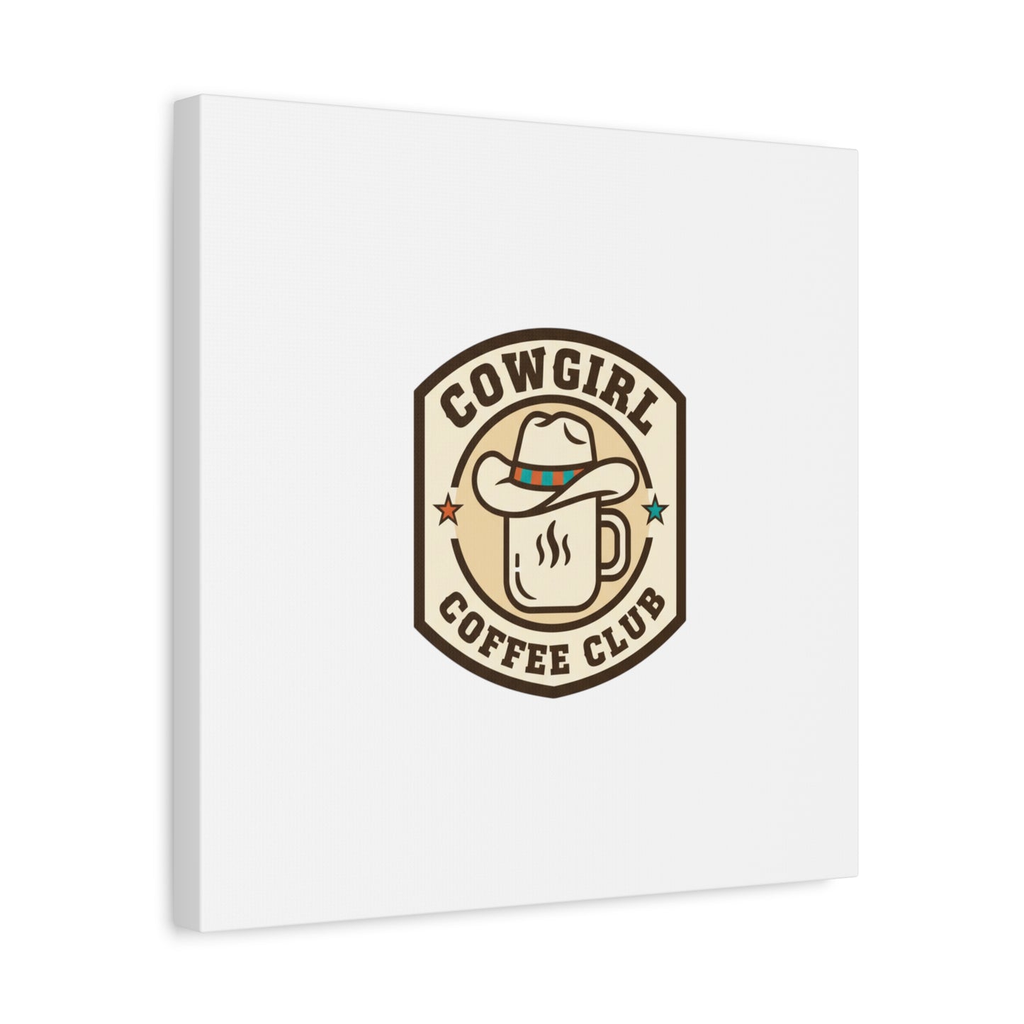 Cowgirl Coffee Club Canvas | Western Badge Typography, Rustic Emblem