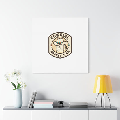 Cowgirl Coffee Club Canvas | Western Badge Typography, Rustic Emblem