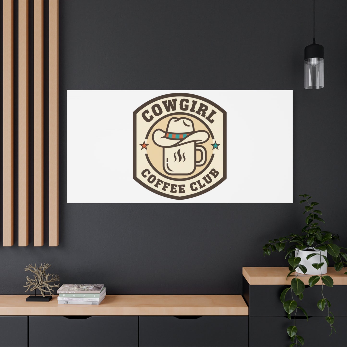 Cowgirl Coffee Club Canvas | Western Badge Typography, Rustic Emblem