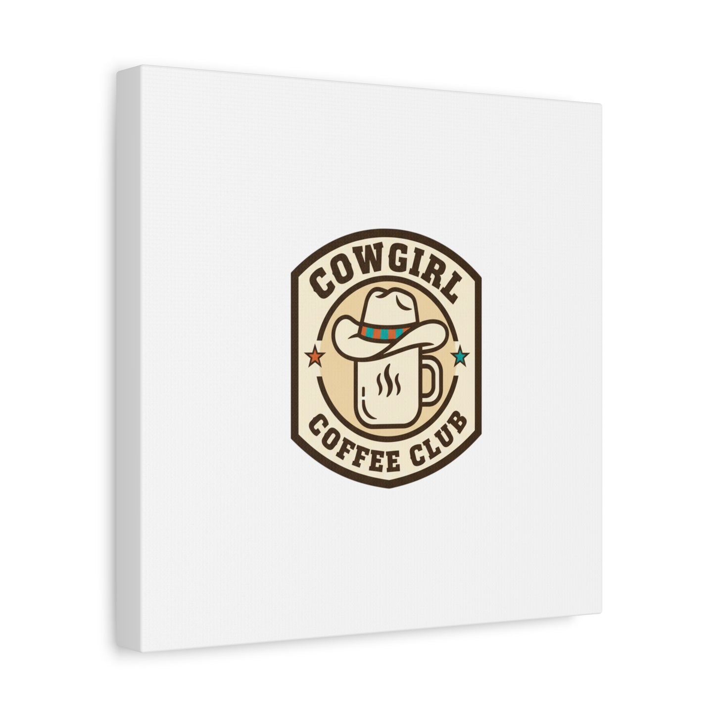 Cowgirl Coffee Club Canvas | Western Badge Typography, Rustic Emblem