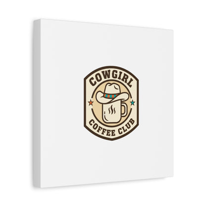 Cowgirl Coffee Club Canvas | Western Badge Typography, Rustic Emblem